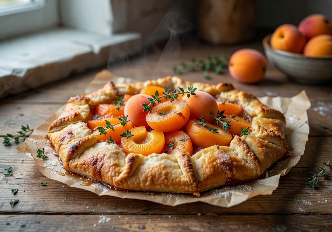 Seasonal fruit galette with apricots and thyme
